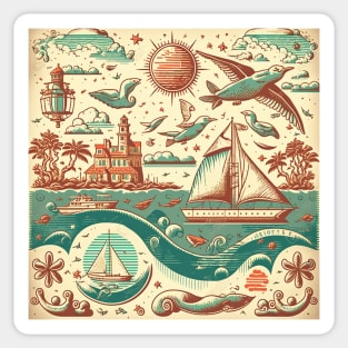 Vintage adventures of the sea II Sticker